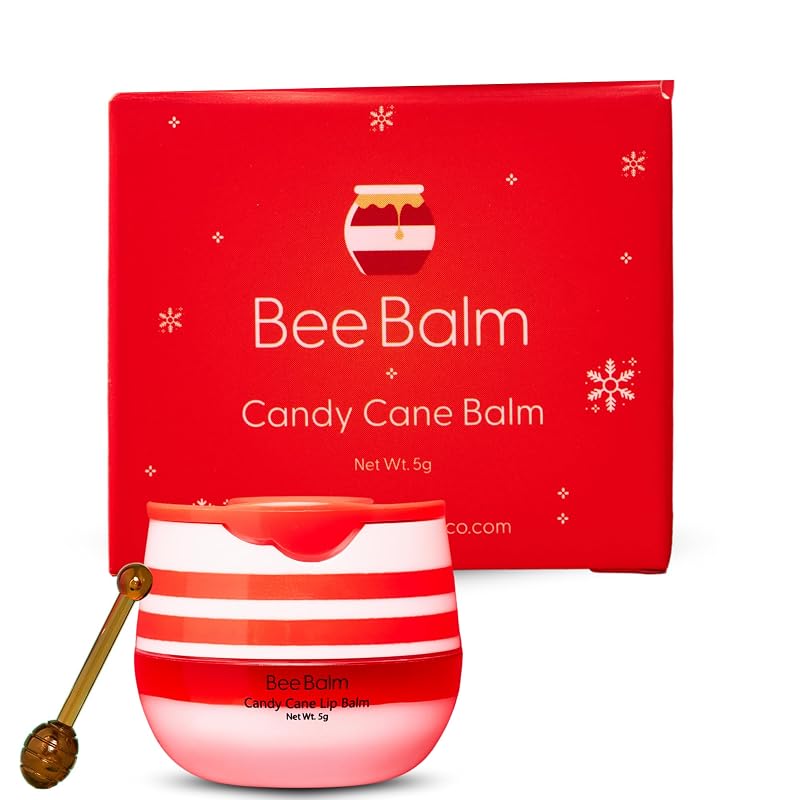 Original My Bee Balm Lip Balm - Candy Cane Hydrating Balm Honey Pot for Dry, Chapped & Cracked Lips with Propolis, Honey & Vitamin E - Soften, Smooth & Reduce Lip Lines