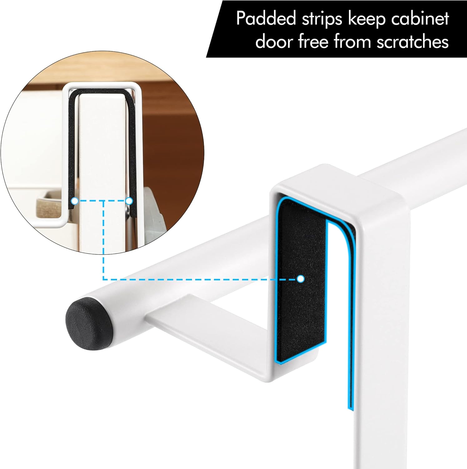 KES Cabinet Door Organizer with Towel Bar, Cutting Board Organizer for Kitchen, Over the Cabinet Door Organizer, White, KUR520-WH - Image 5
