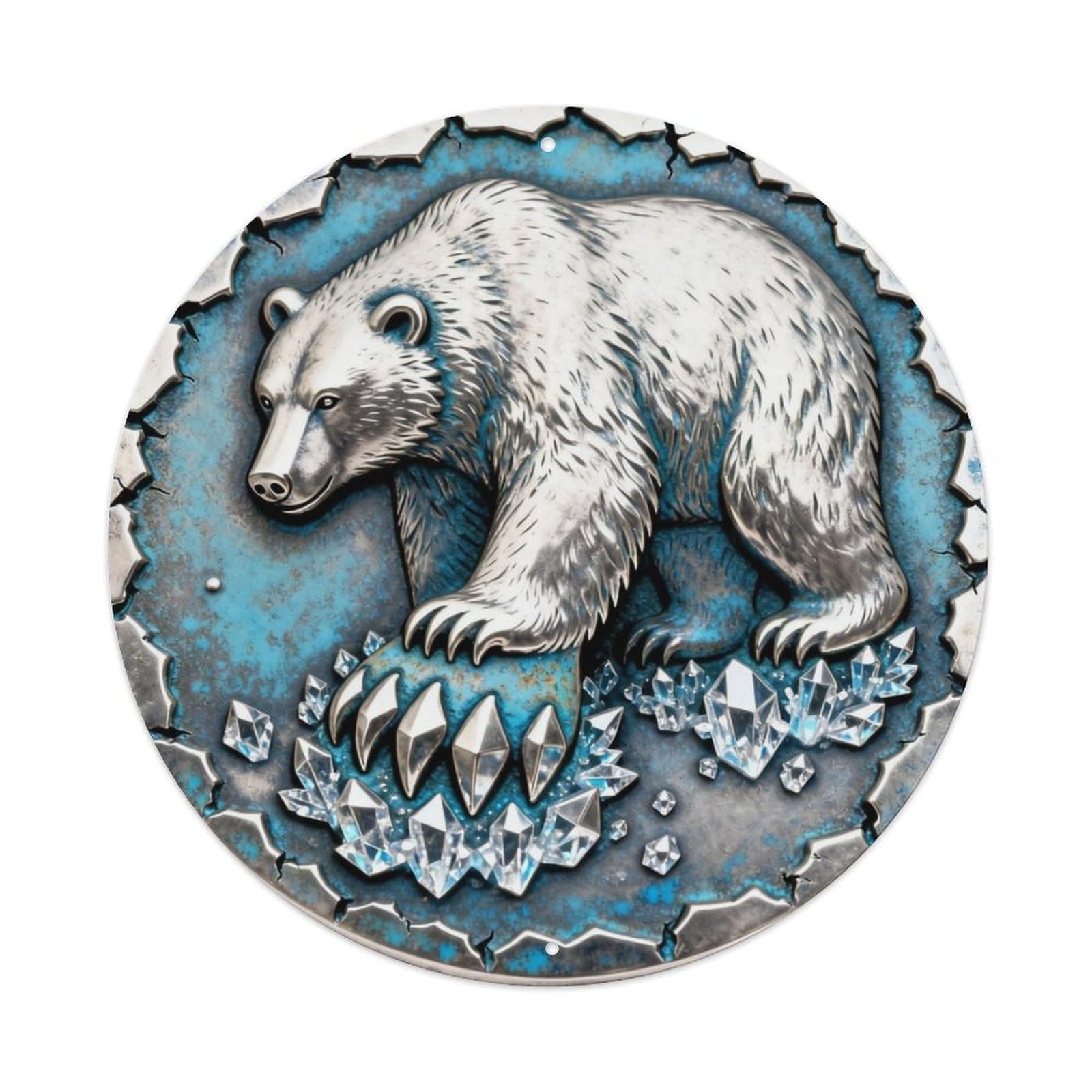 Native Snow Bear Ice Totem Metal Tin Sign Plaque