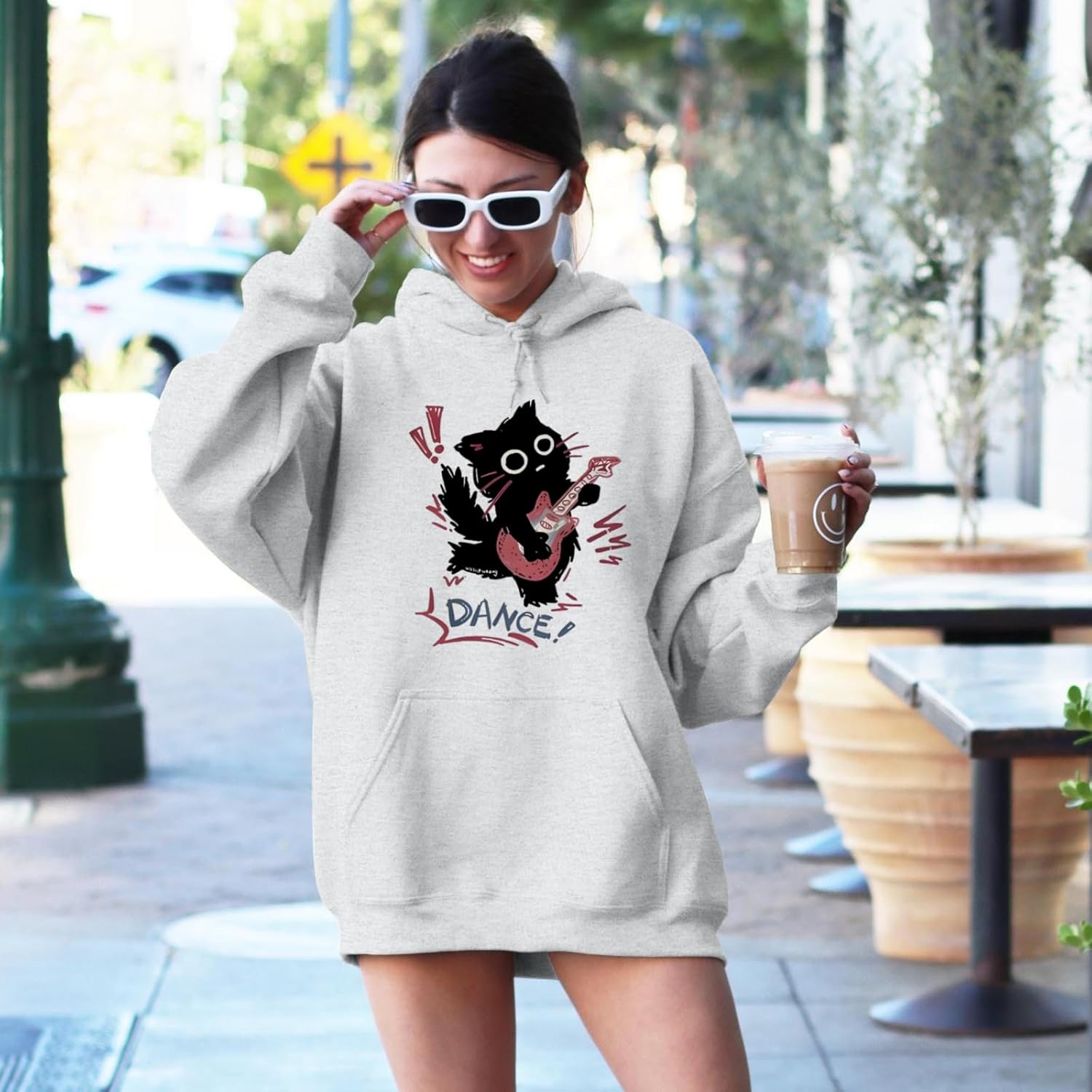 Cat Hoodie for Women Y2k Emo Grunge Goth Hoodies Vintage Graphic Sweatshirts Cute Kawaii Sweatshirt Harajuku Pullover - Image 3