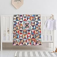 FalePrint Abstract Floral Boho Patchwork Throw Blanket - Ultra Soft Flannel Fleece, Lightweight Warm Cozy for Couch Bed, 40x30 Inches