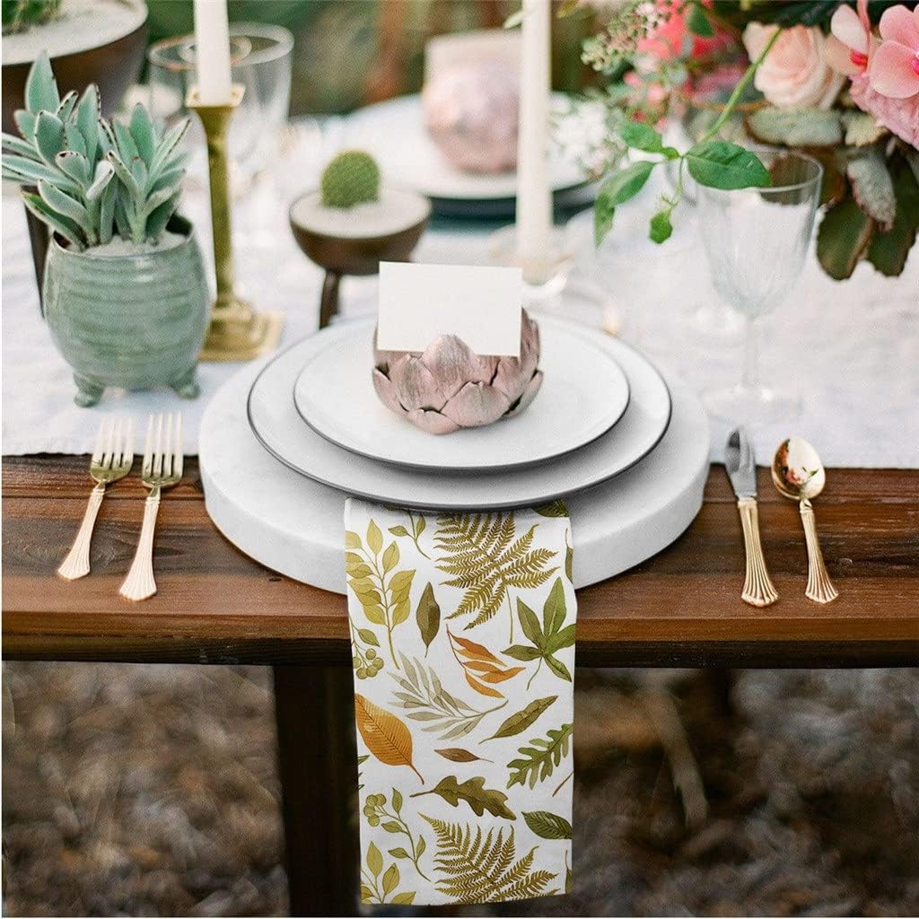 Autumn Maple Texture Cloth Napkins Set Festive Banquet Wedding Decor Tea Towel Kitchen Dinner Table(8pcs)