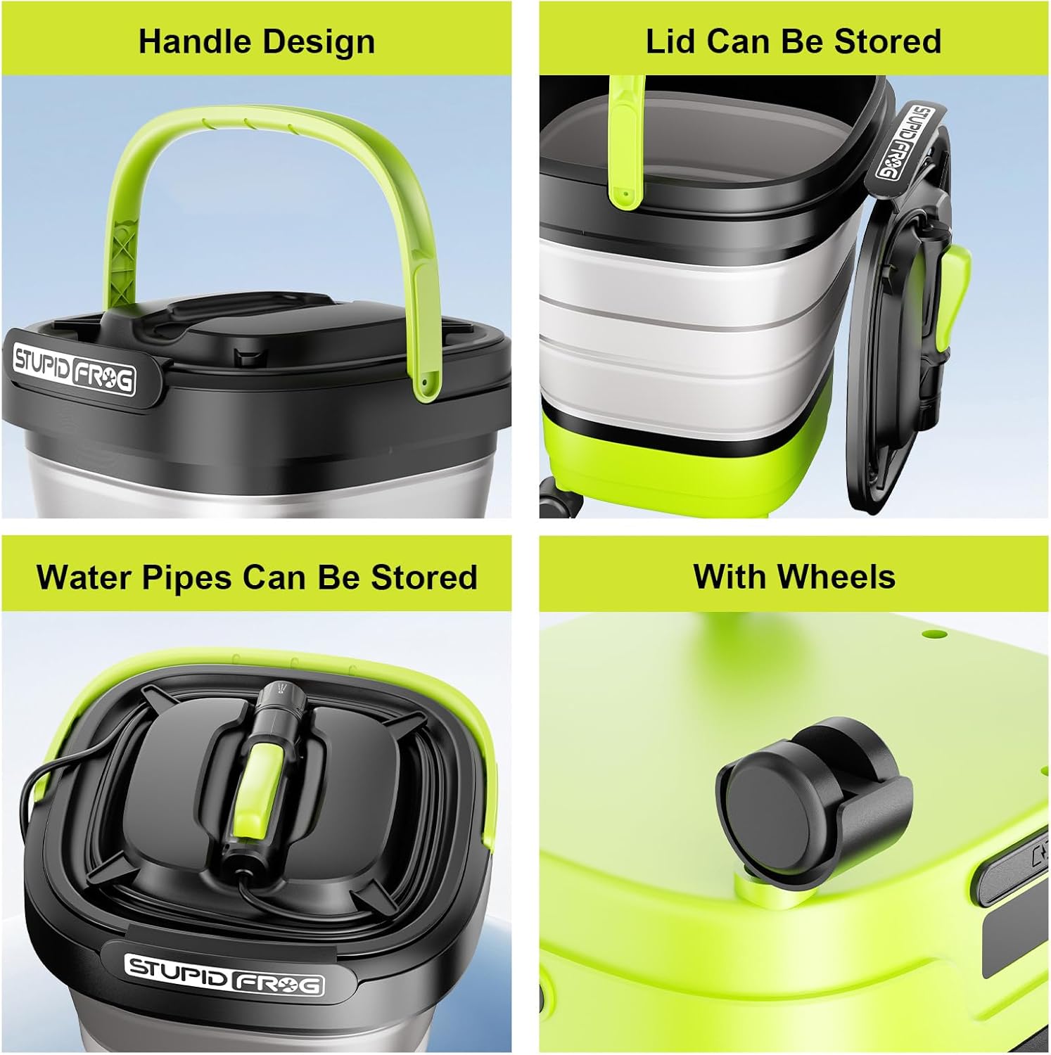 Portable Cordless Pressure Washer with Foldable 12L Water Tank, 4-in-1 Nozzles, Long-Lasting Battery, Perfect for RV, Camping Gear, Car Detailing and Pet Friendly Cleaning