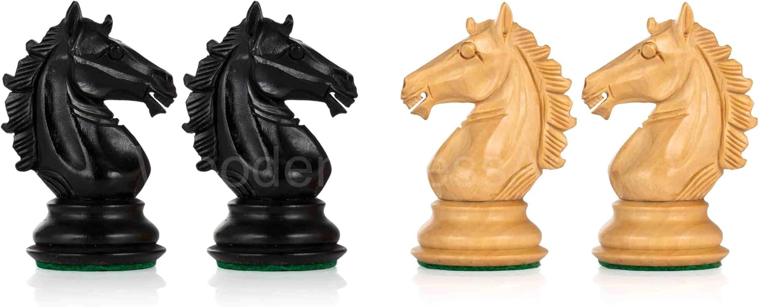 Alban Knight Staunton Chess Pieces Only Set - Weighted (Ebonized Boxwood & Boxwood, 3.75 Inches)