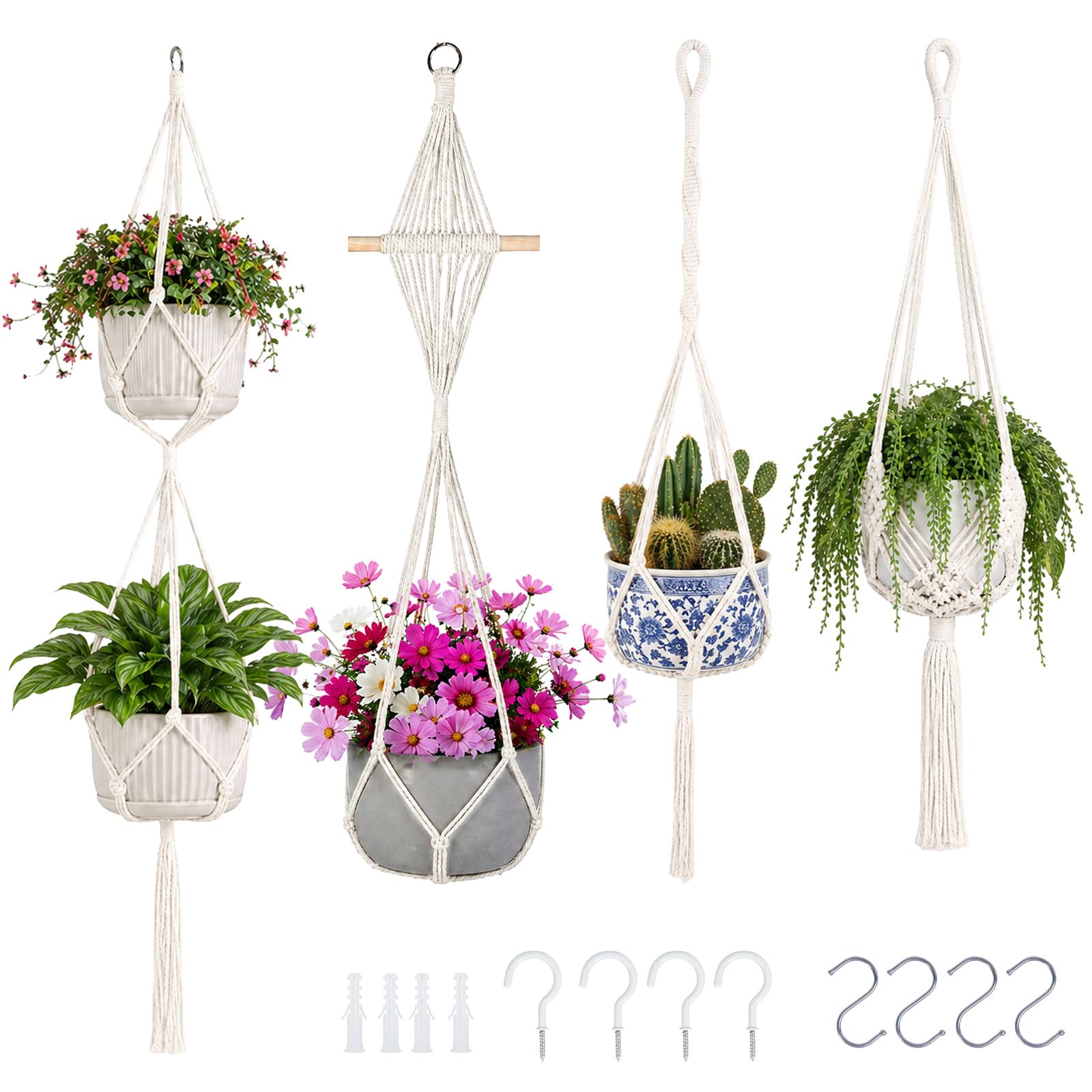 lot de 4 suspensions macramé pour
