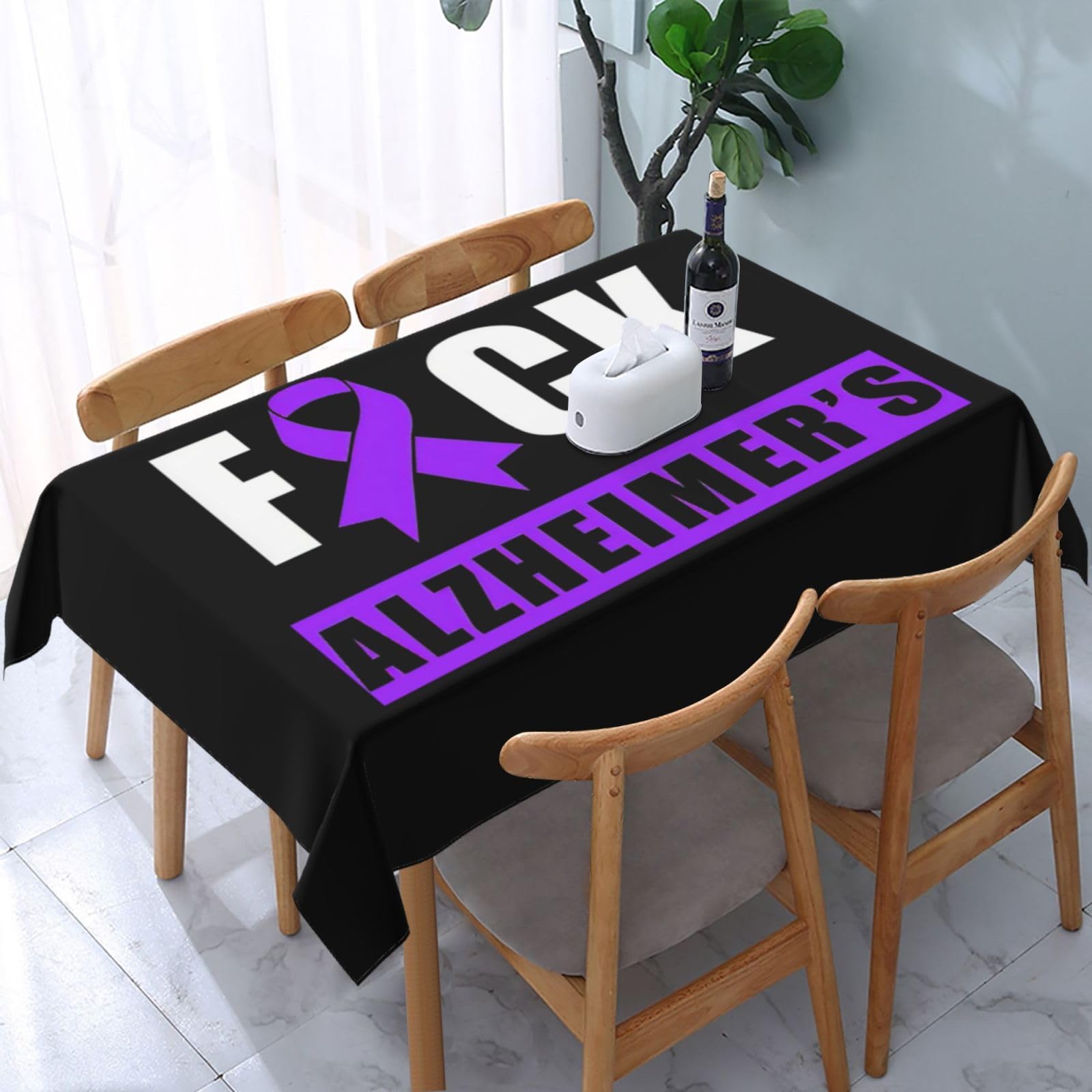 JunHeArt Alzheimers Awareness Month Tablecloth Rectangle Table Cover Washable Table Cloths Decor For Kitchen 54" X 72"