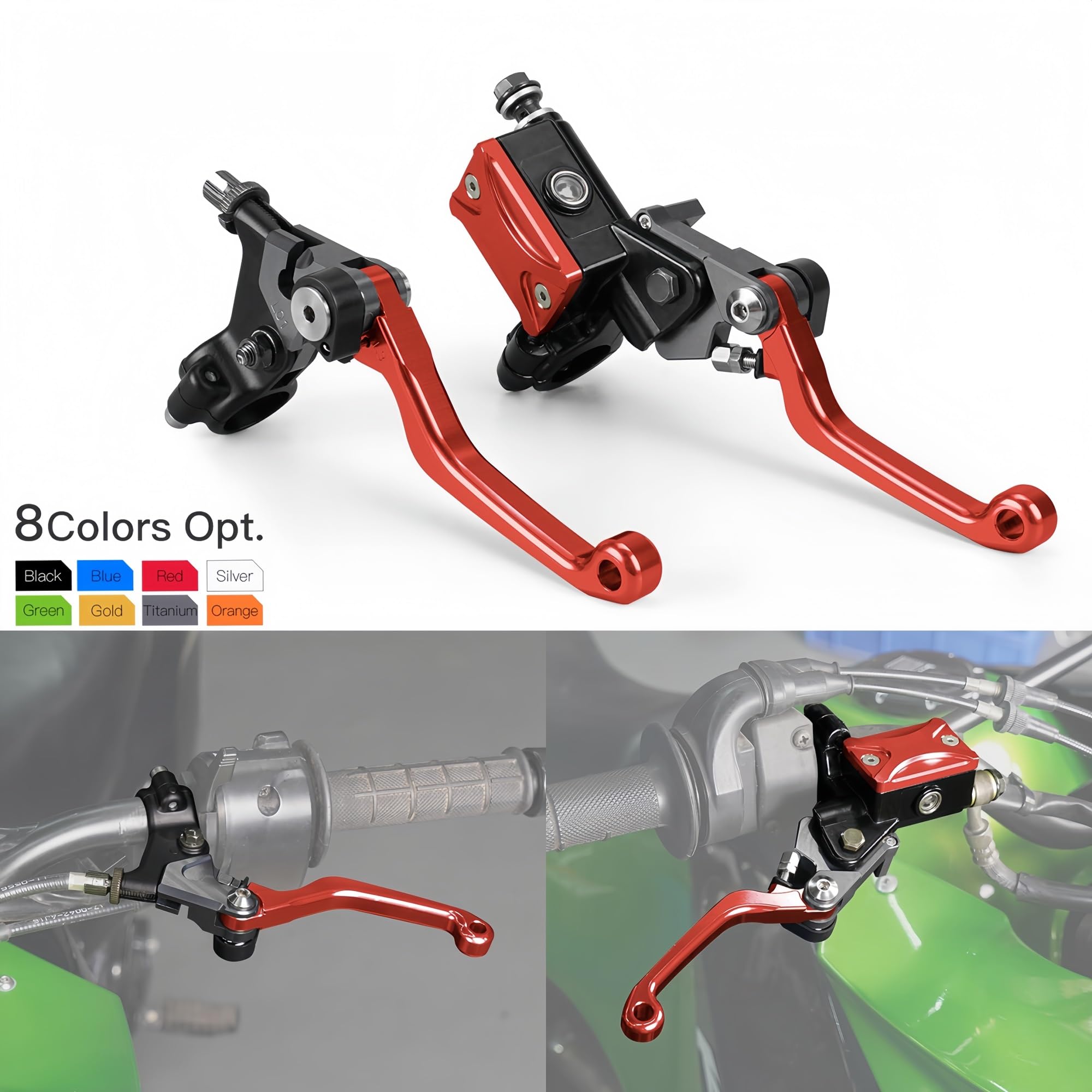 Palanca de embrague de freno Para Honda CRF250R CRF450R CRF125F CRF250X CRF450X CR80R Palanca de freno y embrague con cable(Negro)