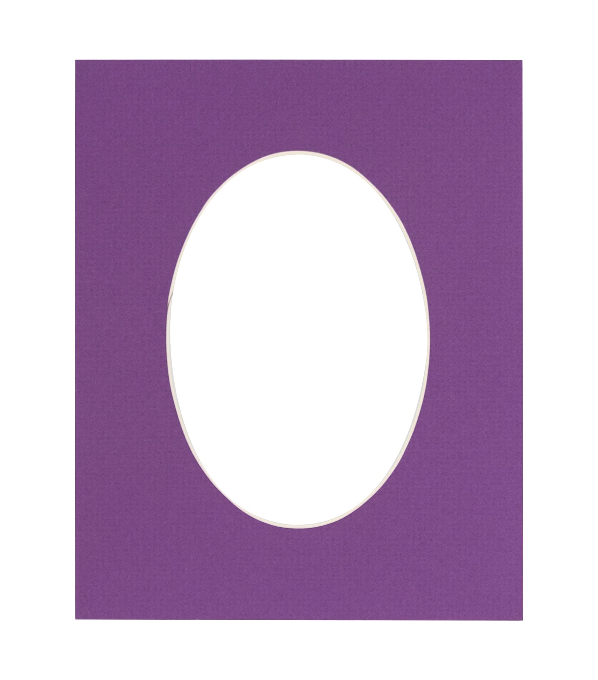 11x14 Mat Bevel Cut for 8x10 Photos - Precut Dark Purple Oval Shaped Photo Mat Board Opening - Acid Free Matte to Protect Your Pictures - Bevel Cut for Family Photos, Pack of 1 Matboard