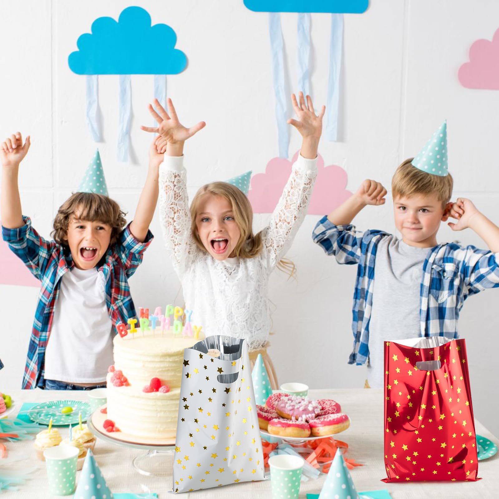 PintreeLand 7.8 * 11.3inch Party Favor Bags 30PCS, Goodie Treat Loot Bags for Kids Children Birthday, Baby Shower, Easter Holiday Party Gift Wrap Decoration