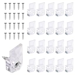20 Set Mirror Hangers for Wall Mounting - Holders, Brackets, Hanging Clips - Clear Plastic Glass Crystal Hardware Frameless Kit