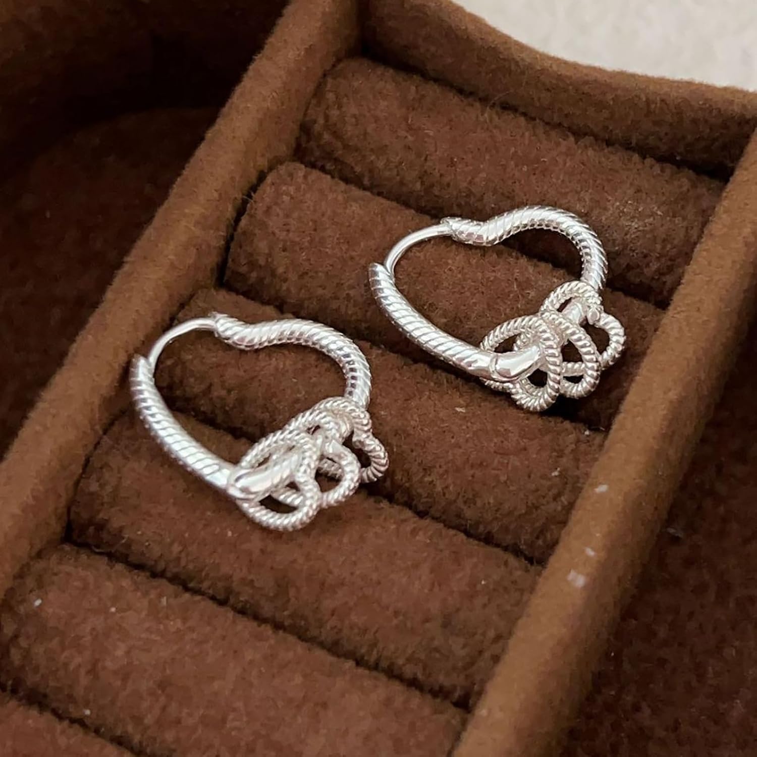 925 Sterling Silver Heart Hoop Earrings for Women Double Heart Drop Earrings to Daughter Mother Hypoallergenic Minimalist Love Huggie Earring Birthday Valentine's Day Jewelry Gifts for Her - Image 3