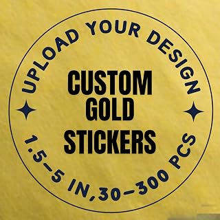 Custom Gold Metallic Stickers for Busienss Logo,Personalised Metallic Stickers&Labels in Gold, Waterproof,30-300 pcs, 1.5-5 in, Upload Your Design (1.5 in)