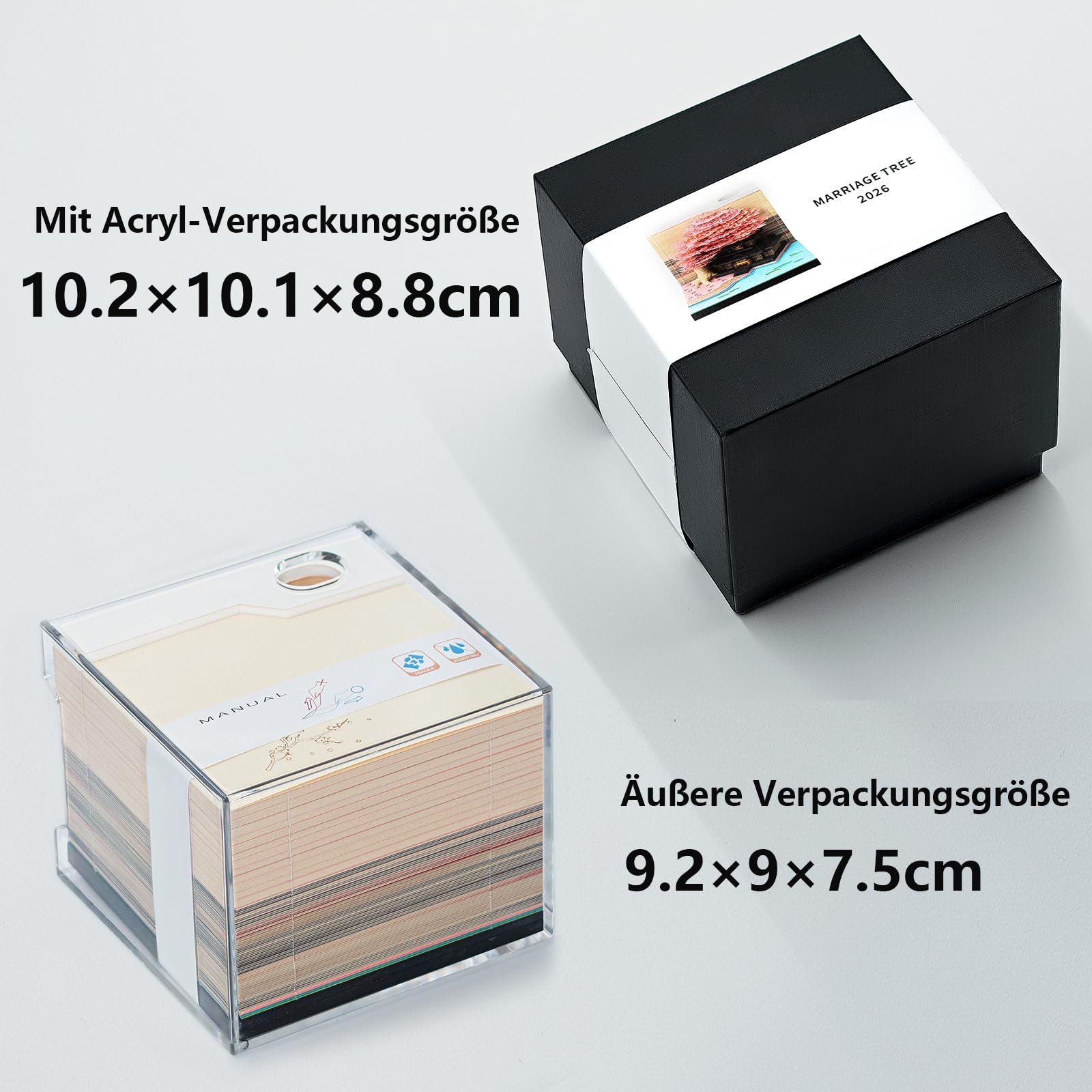 Calendrier 3D 2026, bloc-notes 3D avec lumière LED, décoration de bureau, porte-stylo, maison d'arbre amovible, calendrier 2026