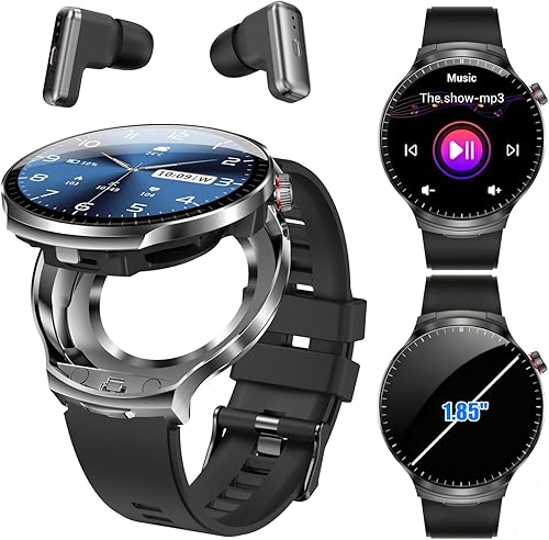 Miniatura 1 de Reloj inteligente con auriculares, pantalla grande HD de 1.85 pulgadas, reloj inteligente 2 en 1, llamada BT, más de 110 modos deportivos,