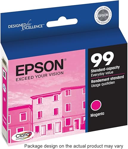 Miniatura 6 de Epson T099 Claria Cartucho magenta de alta definición de capacidad estándar (T099320-S) para impresoras artesanales seleccionadas (paquete de 2)