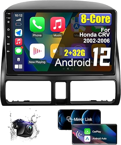 Radio de coche Android estéreo para Honda CRV 2002 2003 2004 2005 2006 con CarPlayAndroid Auto, 8 Core HD pantalla táctil Radio de coche con cámara