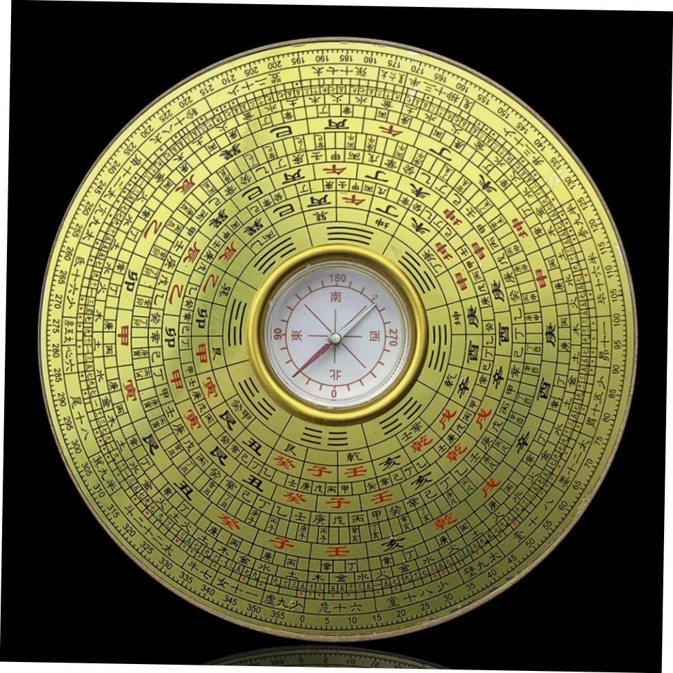 Brújula antigua china portable de aleación para decoración miniatura 4