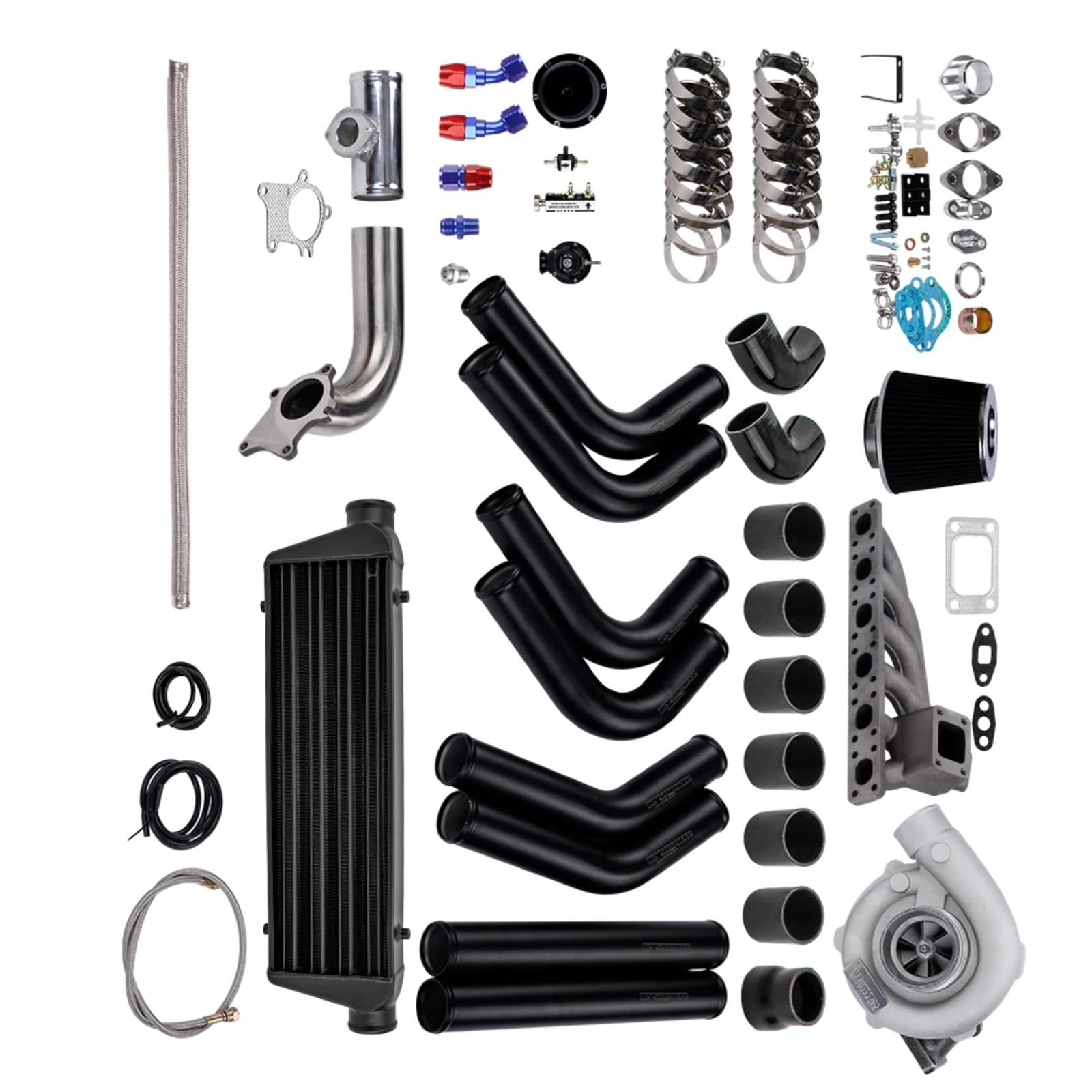 Car Turbo Charger Compatible with for E36 328i / 328is I6 1994 1995 1996 1997 1998 1999 T3 T4 Turbo Compressor Turbine Turbo Manifold Intercooler Piping for Wastegate Kit