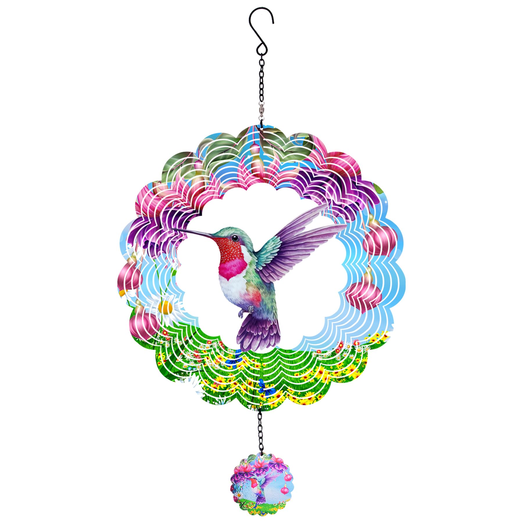 Weibefee Hummingbirds Wind Spinners,Hanging Decor,Outdoor Garden,Wind Chimes for Outside, Spinners Decor,Ornaments Kinetic Yard Art, Unique Gifts for