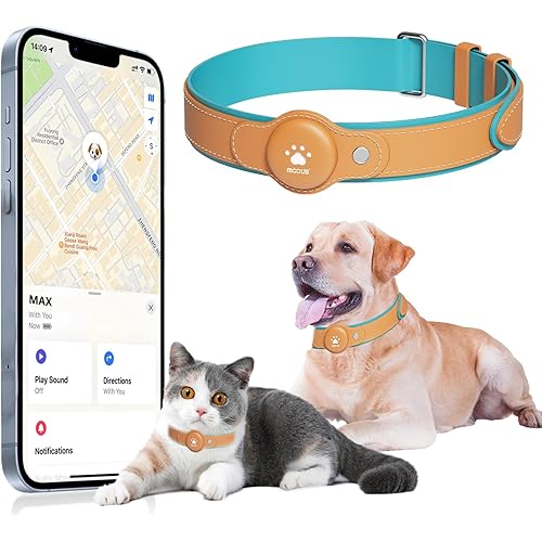 GPS Tracker for Dogs&Cats, 2 in 1 Pet Tracking Smart Collar (Only iOS), No Monthly Fee GPS Tracker Dog Collar, Real-time Location Comfortable PU Tracker for Small, Medium Large Dogs(Locator Included)