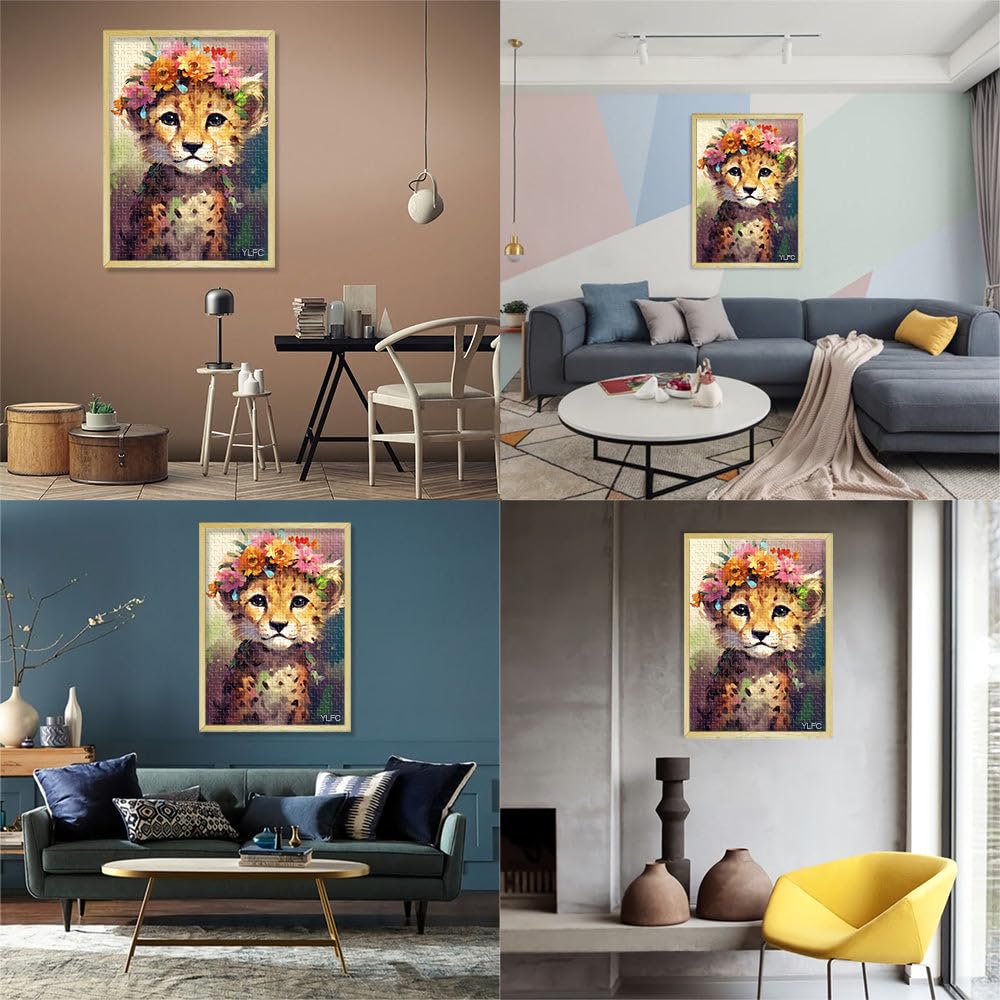 Puzzles 2000 pièces pour Adultes Puzzle Bébé Léopard Puzzle Éducatif Jeu Familial Puzzles Drôles 27,56 po x 39,37 po pour Les 14 Ans
