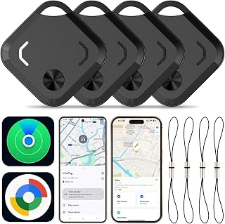 2025 New Android Air Tracker Tags-4 Pack for Both iOS & Android Phones, Dual System Bluetooth Tracker Compatible with Apple Find My (iOS) & Google Find Hub (Android) Device for Luggage, Keys, Backpack
