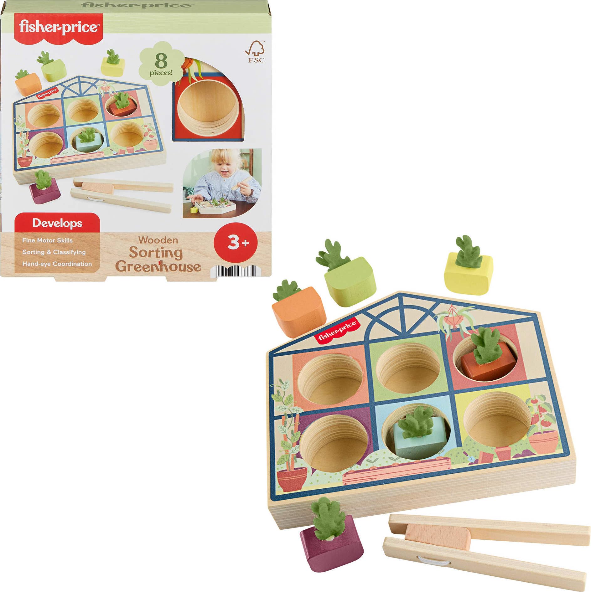 Amazon.com: Fisher-Price Wood Preschool Toy Sorting Greenhouse