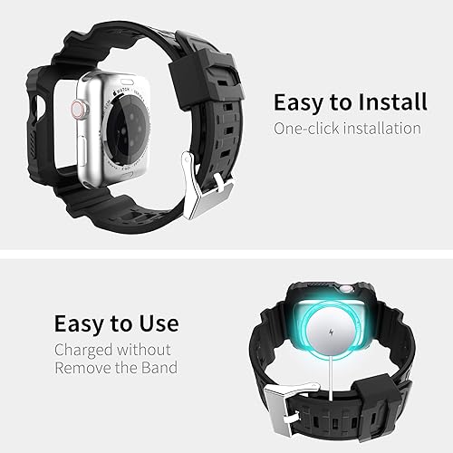 Miniatura 4 de ExoGuard Diseñado para correas de Apple Watch de 1.496 in 1.575 in Series con funda, estilo deportivo, a prueba de golpes, con correas de repuesto