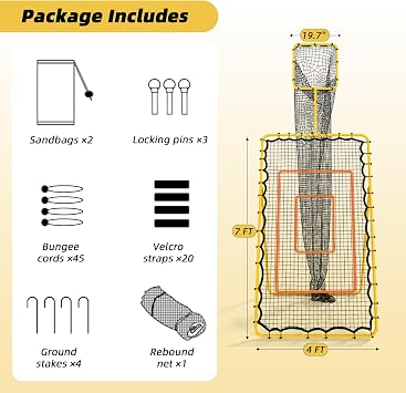7x4 FT Volleyball Rebound Net and Setter Trainer, 2-in-1 Bounce Back Net