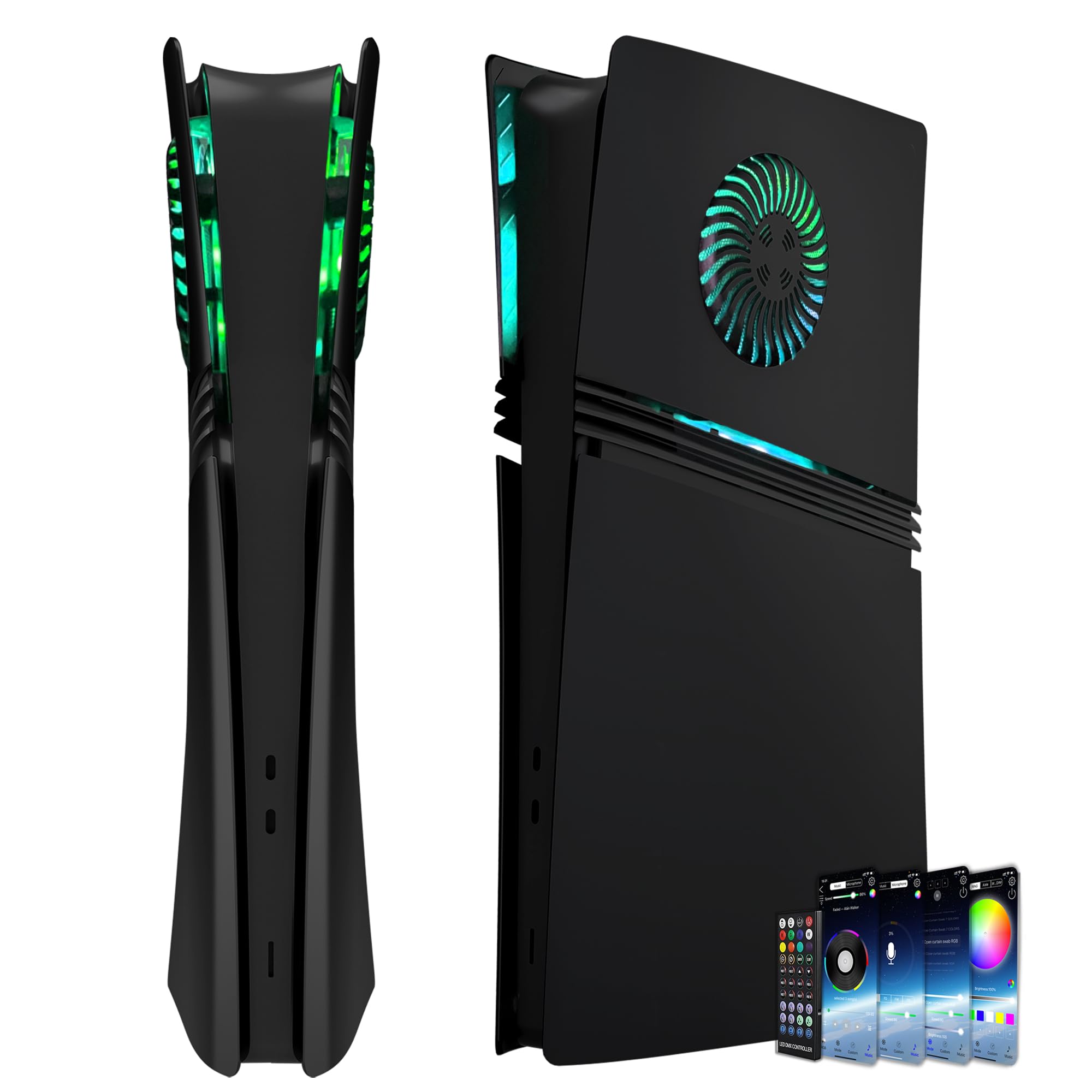 Faceplate per P5 Pro Digital Edition con strisce luminose RGB e filtro antipolvere DOBEWINGDELOU anello di luce con 400+ effetti LED e aperture di raffreddamento per console