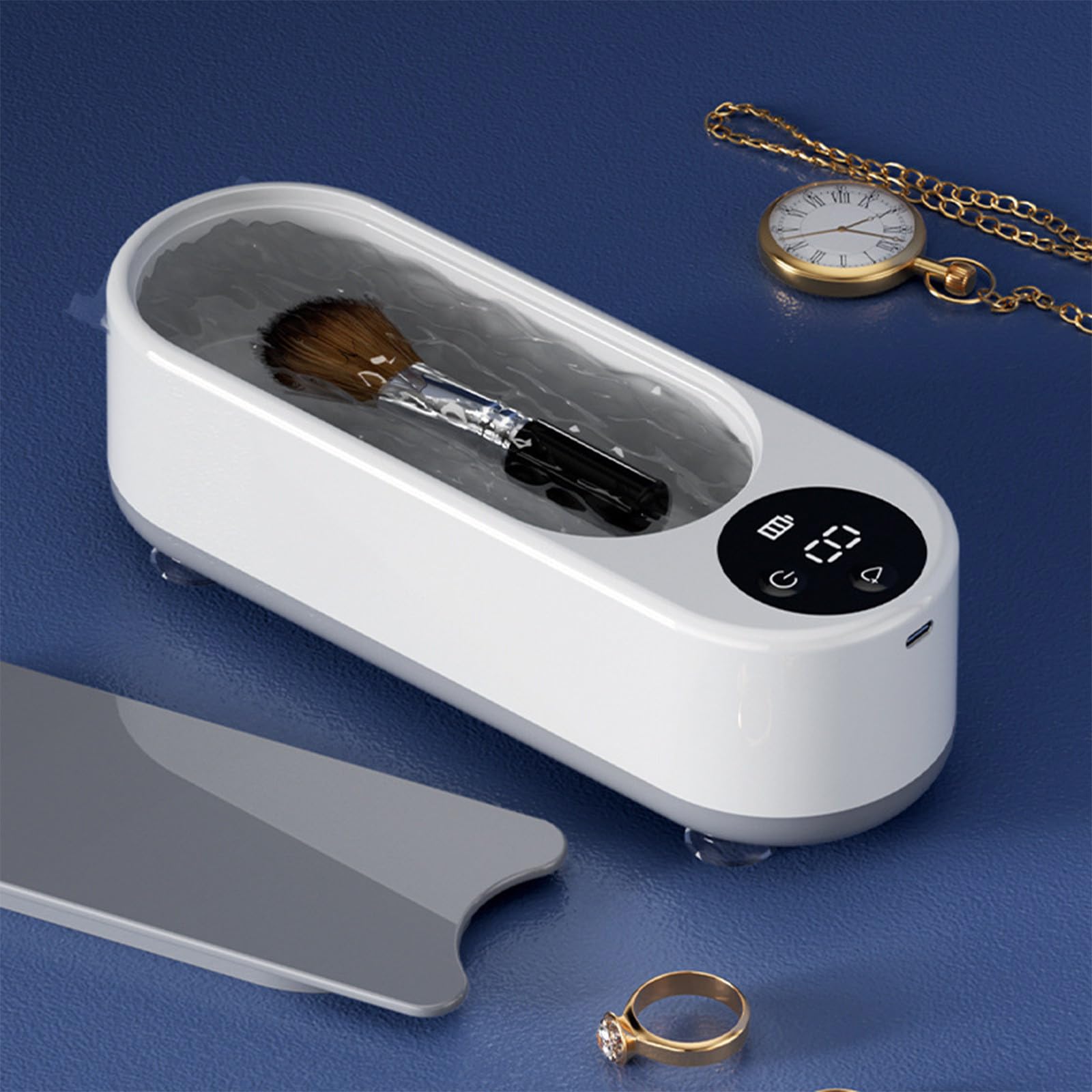 Limpiador de Joyas, máquina de Limpieza doméstica portátil de 45KzHz 450ML, Anillo Gafas Relojes dentadura limpia/706