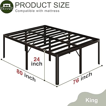 Amazon.com: Yicensen 24 Inch High King Bed Frame with Rounded