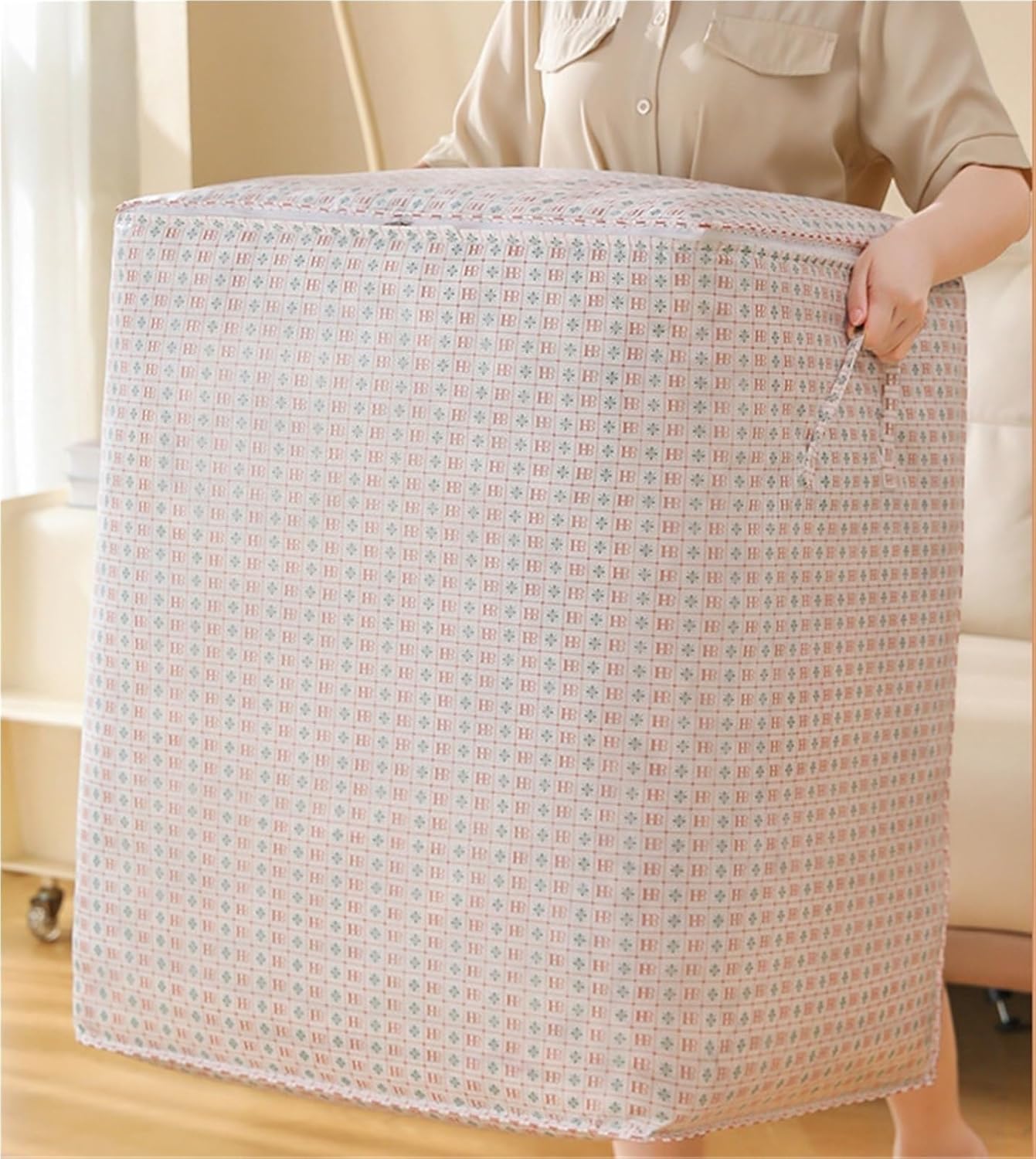 Storage Bins Storage Bag Foldable with Handle and Zipper Cover for Storing Clothes Quilt Storage Bag Storage Container(50 * 40 * 50cm)