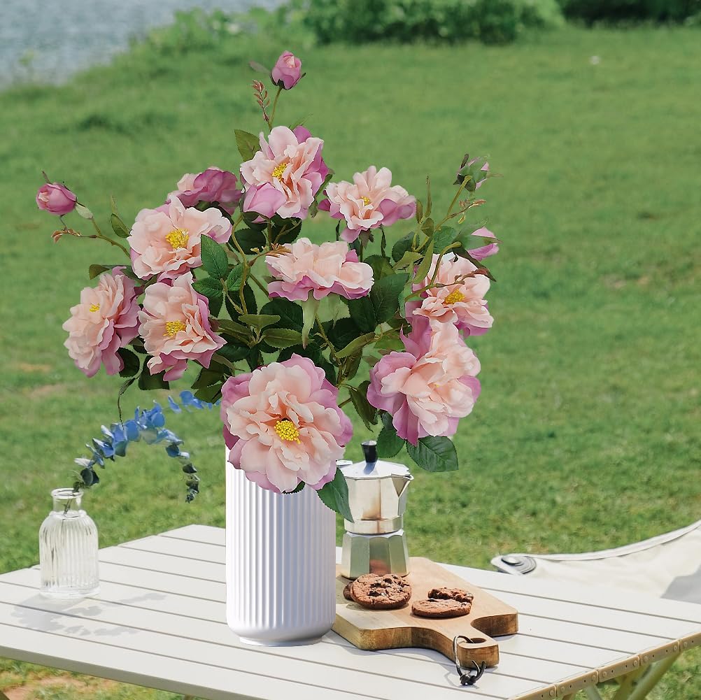 ATFL Pink Silk Roses with Stems Real Look, 5 pcs Fake Roses Artificial Flowers,Faux Rose Flowers for Home Table Decorations,Rose Artificial Flowers for Floral Arrangements - Image 7