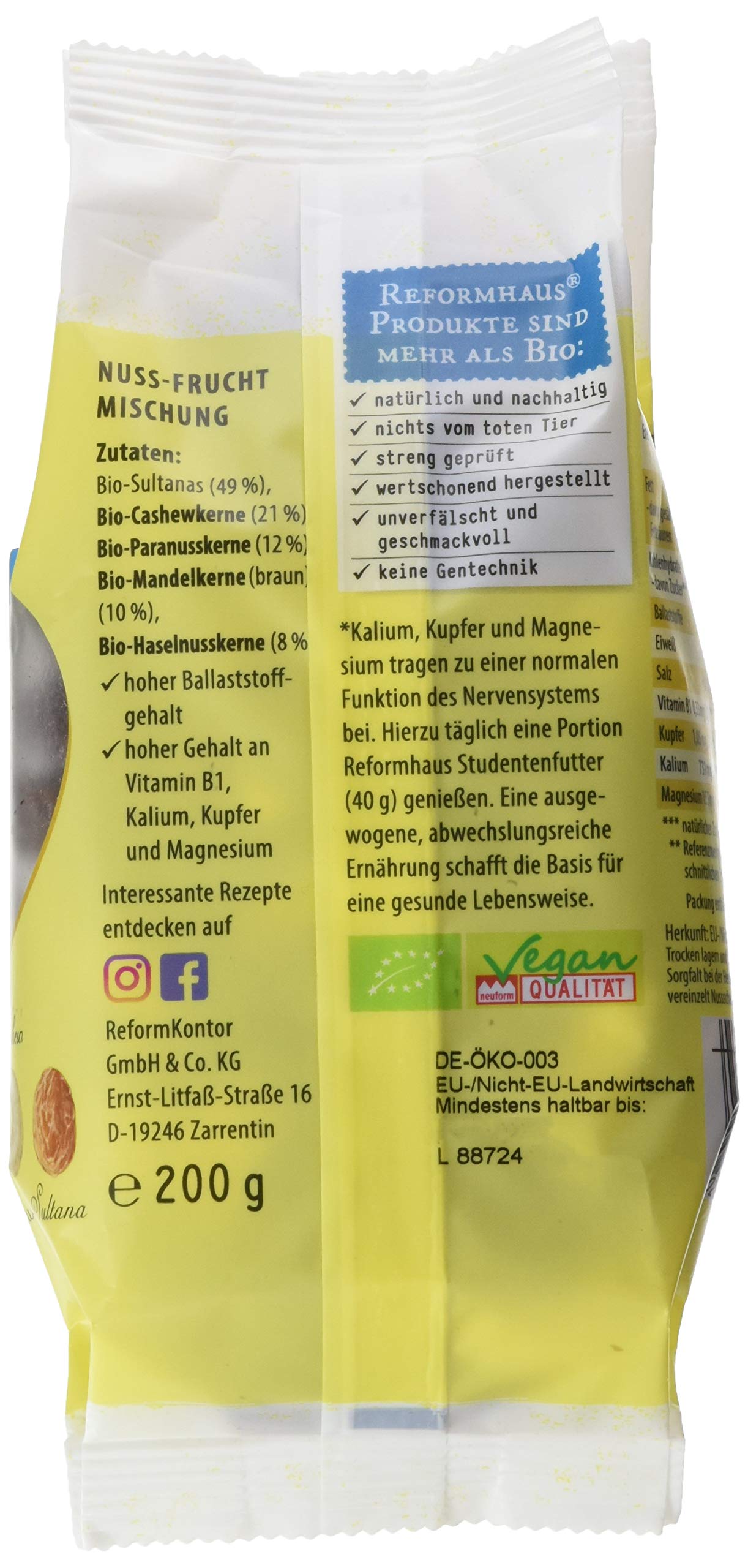 Reformhaus Studentenfutter Bio, 6er Pack (6 x 200 g)
