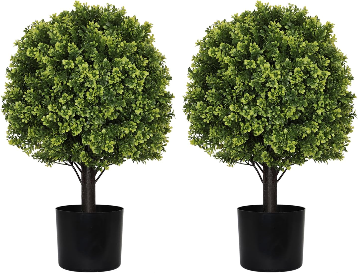 22in Artificial Topiary Boxwood Ball Trees for Outdoor Front Porch, Patio, Balcony or Home Decoration, Faux Shrubs, 2pcs/Set Designed for Decorative Use