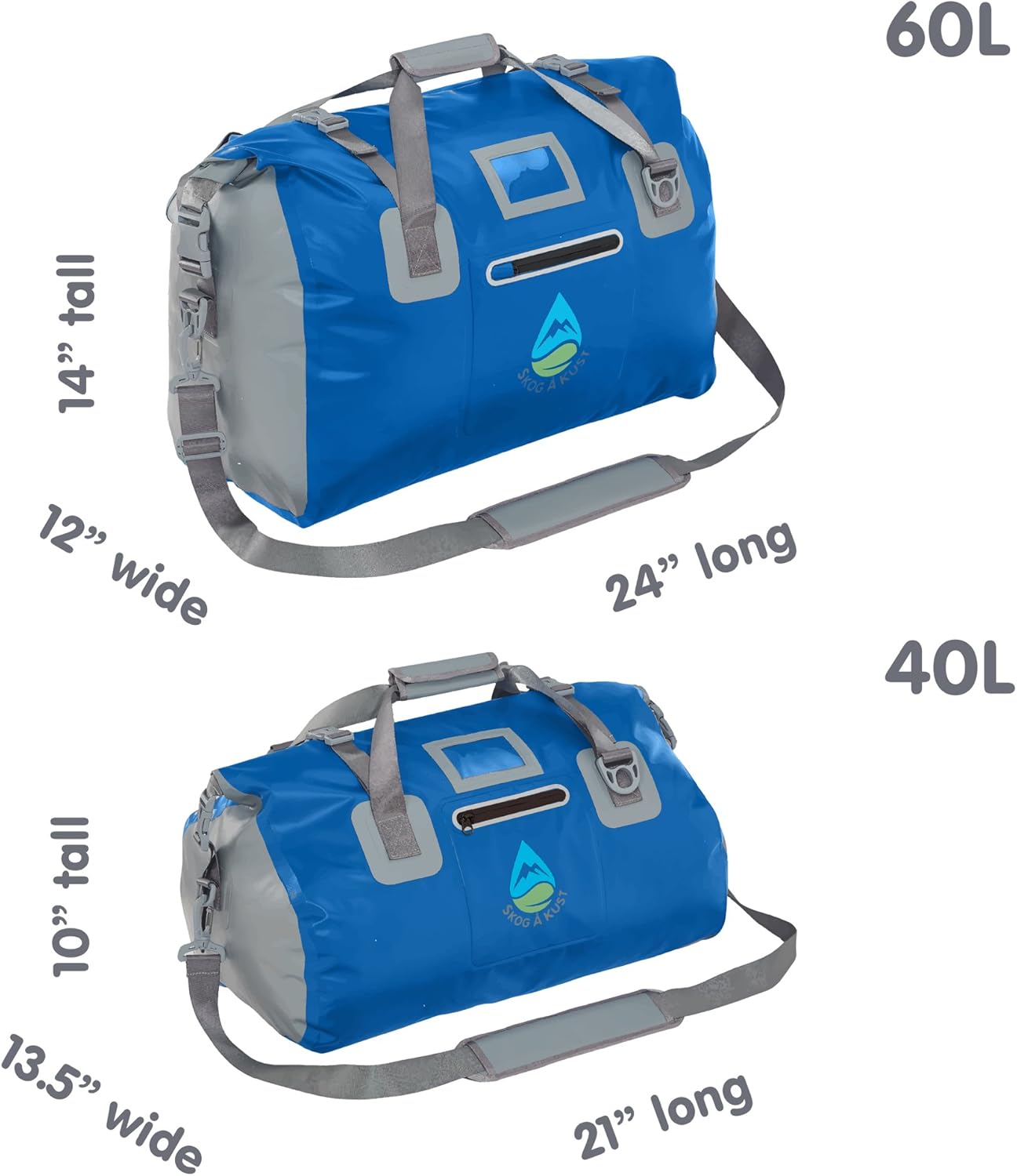 Skog Å Kust Duffelsak Heavy Duty Waterproof Duffel - Gear Bag for Sports, Travel, & More - 40L Navy Blue