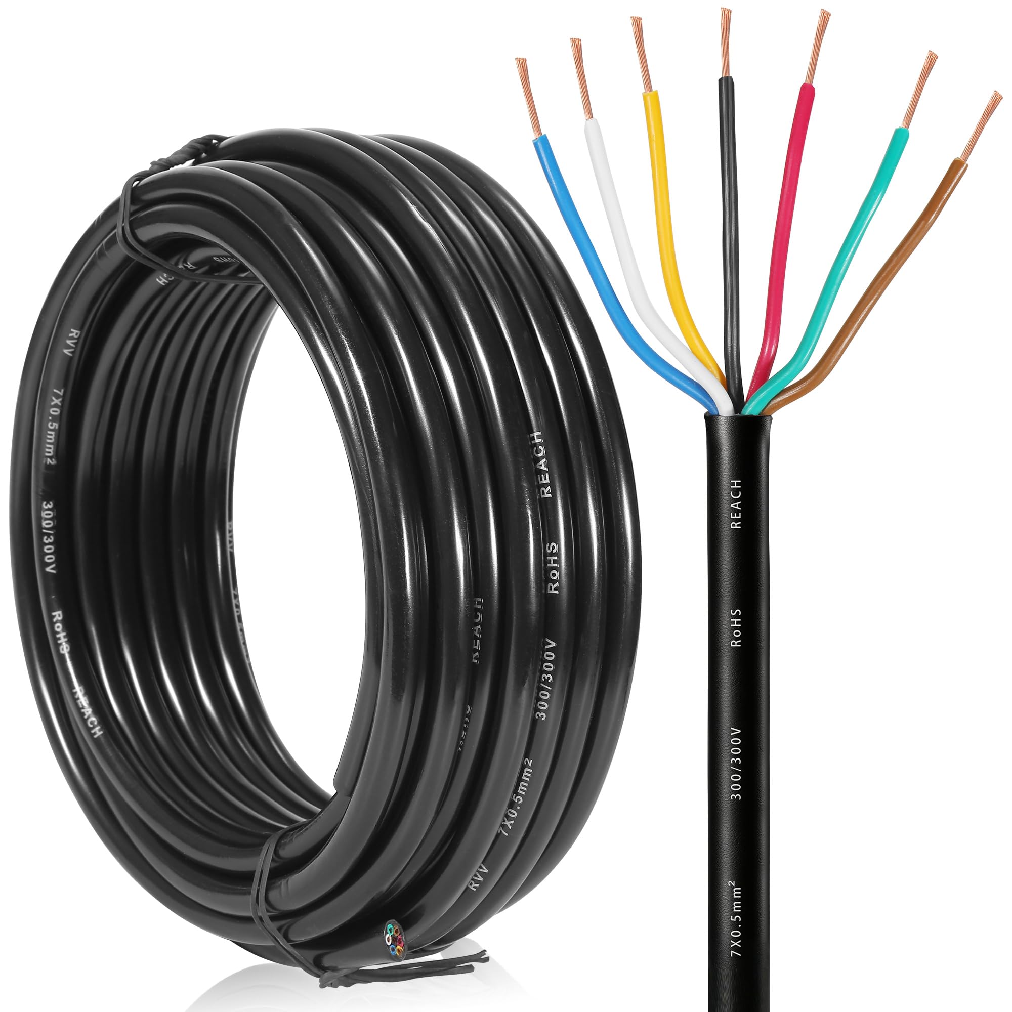7 Pin Trailer Cable Round,Trailer Lighting Cable 7 core,Vehicle 7 Core Cable For Trailer Caravan, Towing Cable 7 Core,80V 24V 12V 7 Pin Round Cable 10M 7x0,5 mm²