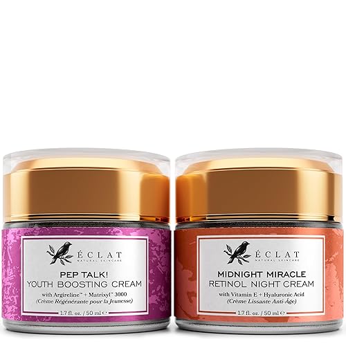 Eclat Skincare Set de reparación y firmeza de noche, crema antienvejecimiento de colágeno y crema de noche de retinol al 2.5% para hidratar y