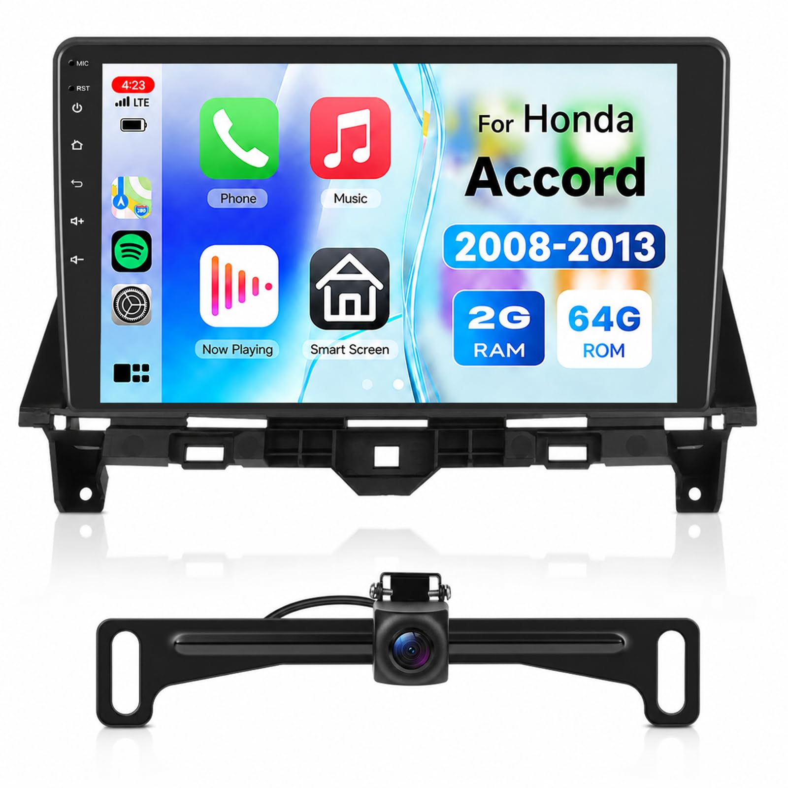 2G+64G Car Radio for Honda Accord 8th 2008-2013 with License Plate Rear Cam