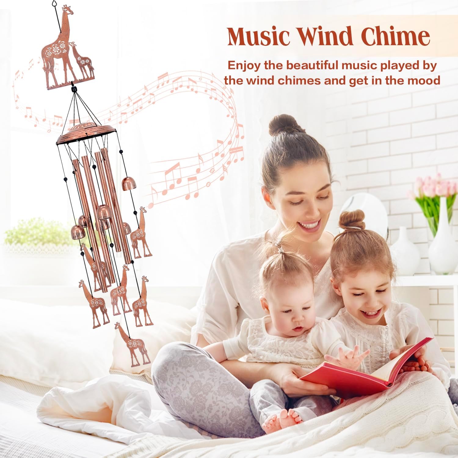 Giraffe Wind Chimes Outdoor Giraffe Gifts for Women/Men/Mom/Wife/Grandma Birthday Gifts Metal WindChimes for Outside/Indoors, Lawn, Patio, Home, Porch, Yard Decor, Garden Decoration