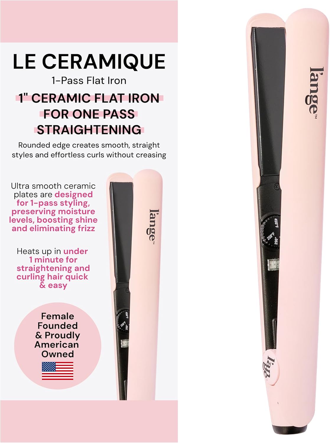 L'ANGE HAIR Le Ceramique 1-Pass Flat Iron Hair Straightener | Fast Heating Ceramic Flat Iron | Best Hot Tools Professional Hair Straightener to Lock in Moisture