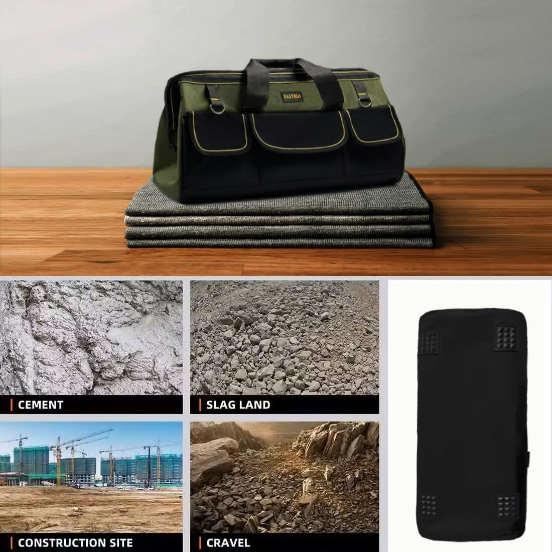 FASTECH 22-inch Wide Mouth Tool Bag with Water Proof Molded Base, Wide Mouth Tool Tote Bag, Waterproof Tool Organizer Bag for Men with Adjustable Shoulder Strap(No Bottom Shell) - Image 6