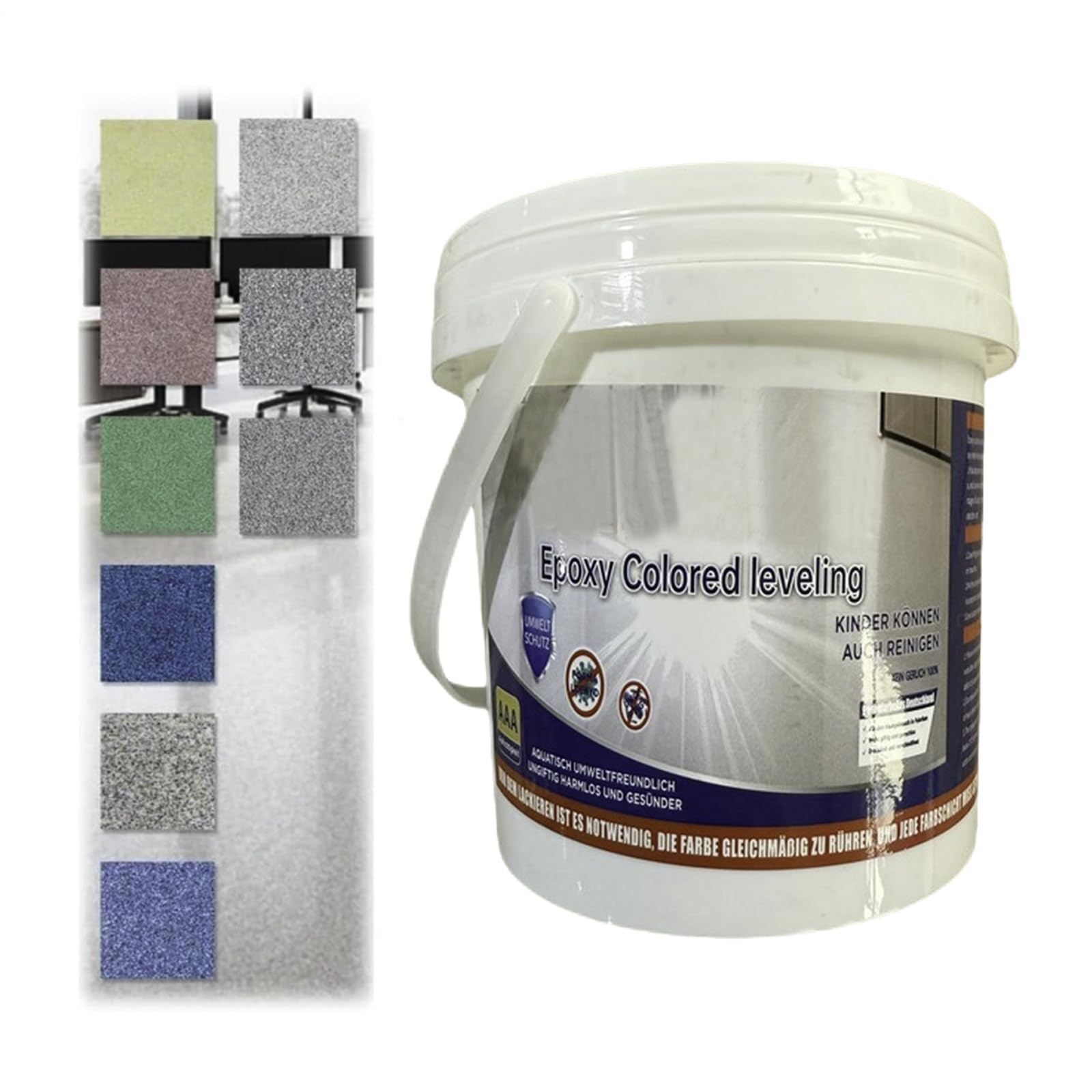 Epoxy Floor Paint, Self Levelling Epoxy Sand Floor Paint, High Gloss Marble Effect Epoxys Floors Coating, Quick Dry Waterproof Epoxys Colored Leveling, For Refinishing Concrete Tile Countertop Wood