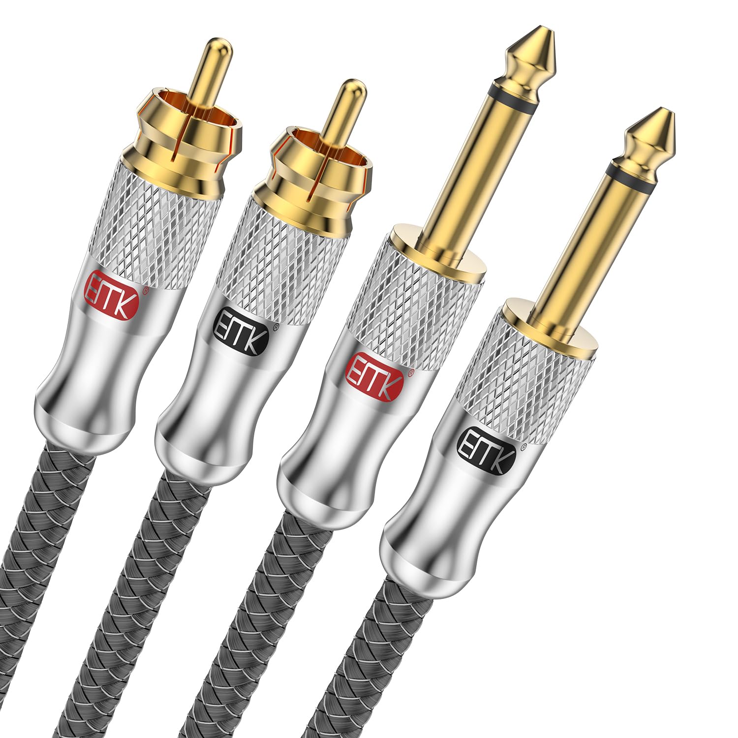 EMK RCA to 1/4 Cable, Dual RCA to Dual 1/4 inch TS Stereo Audio Interconnect Cable Patch Cords for Home Theater,Amplifiers,Guitar,Keyboard Piano,