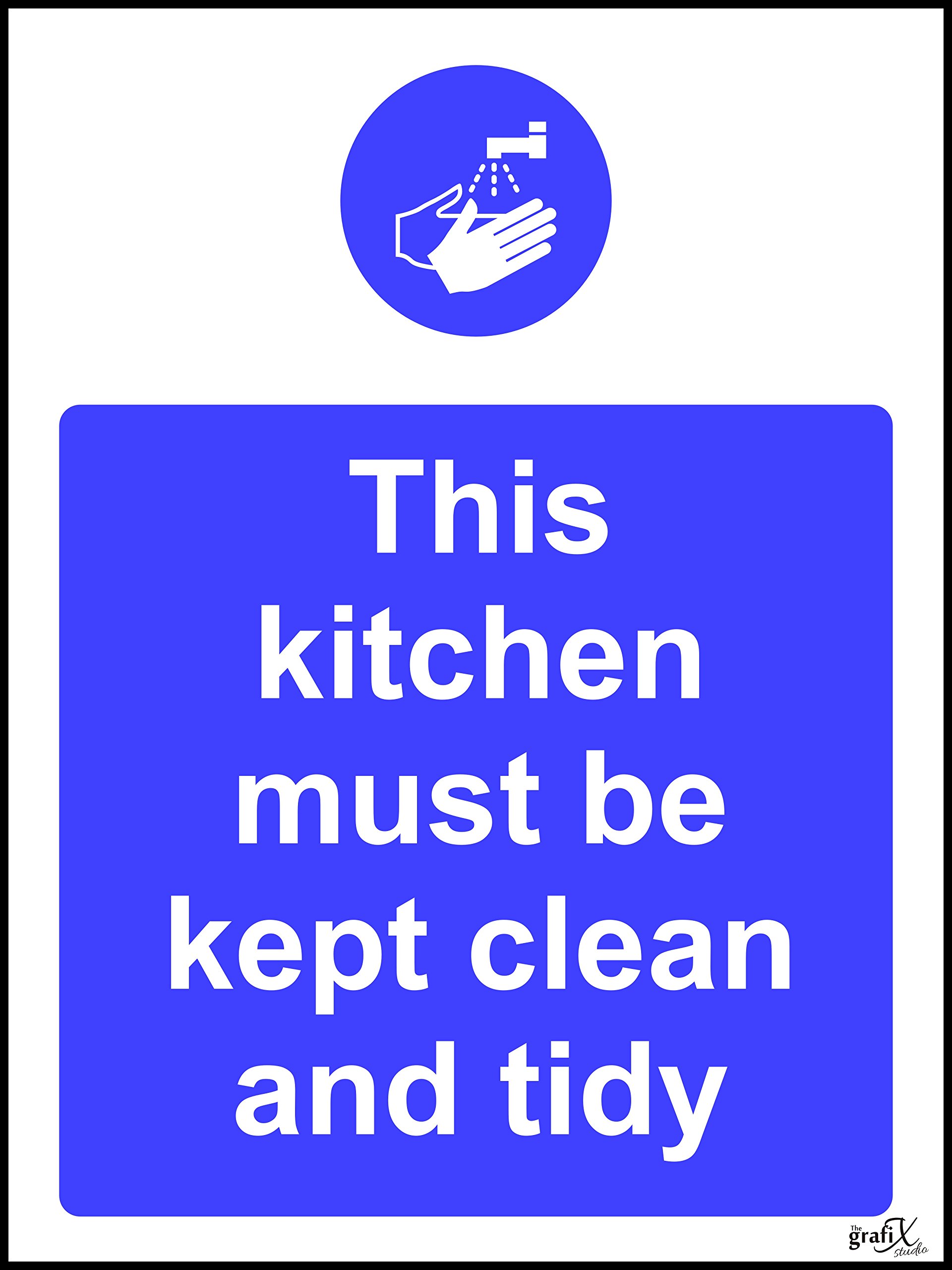 the grafix studio Kitchen Clean Safety Signs Self Adhesive Vinyl Sticker 200mm x 150mm food1