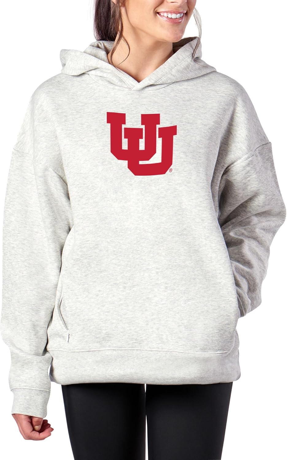 Northwest NCAA Women's Pullover Hoodie with Zipper Pockets, Long Sleeve Hooded Sweatshirt, Lightweight Casual Top