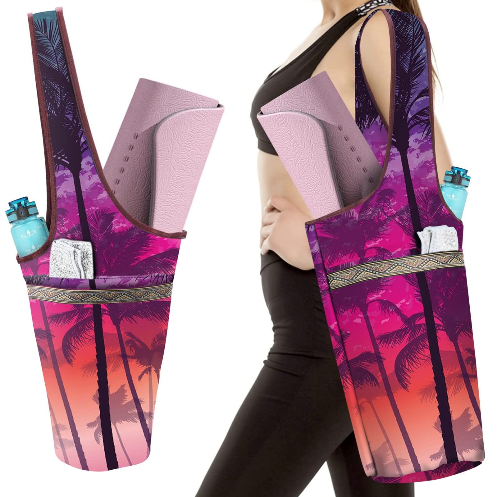 Sac à Bandoulière Pour Tapis De Yoga - Imprimé Décoratif, Grande Capacité, Polyvalent - 5