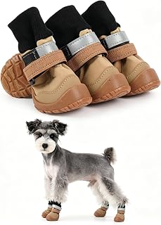 PAWsay Adjustable Dog Hiking Boots Waterproof Dog Shoes for Rainy Snowy Day | Anti-Slip Paw Protectors with Reflective Hook and Loop Straps for Safety Soft Doggy Booties to Prevent Injury Dirt