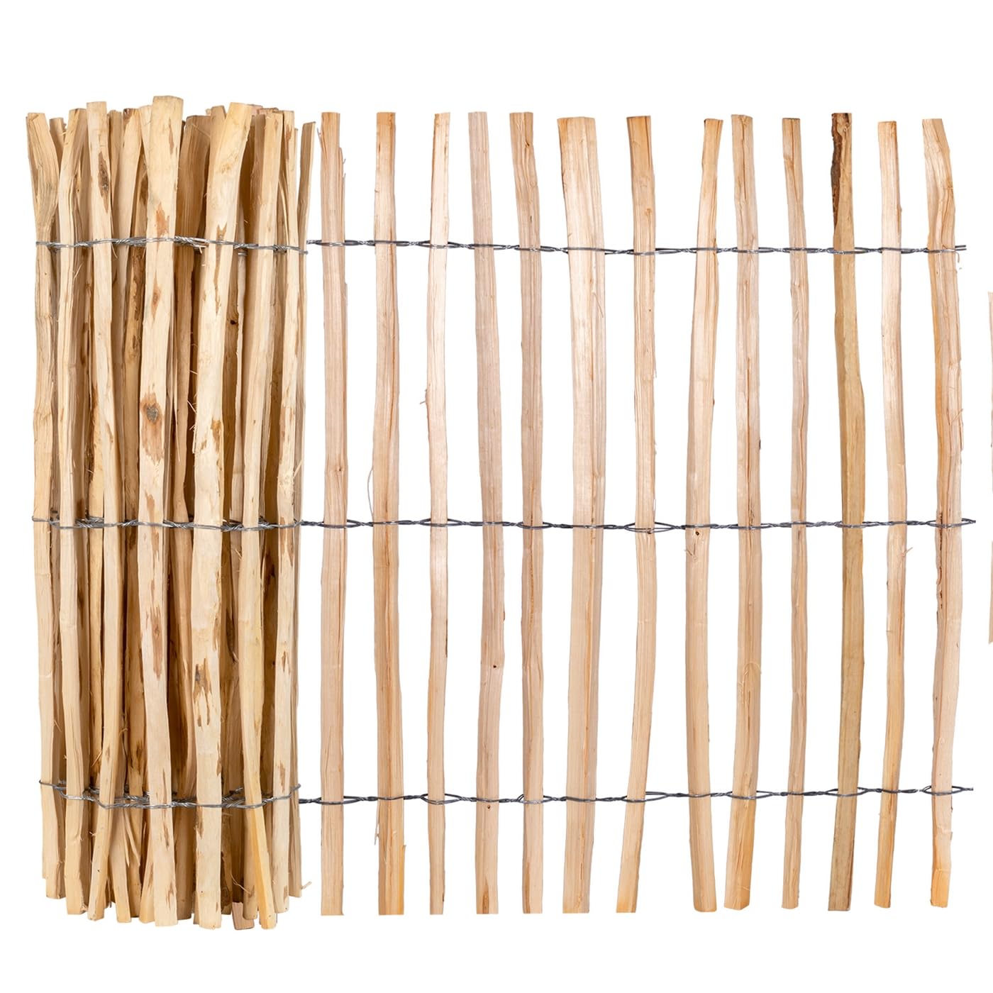 VOSS.garden 5m Staketenzaun Haselnuss 90cm Höhe Lattenabstand 3-4cm Gartenzaun Rollzaun